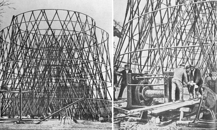 Принцип сборки радиовещательной башни Шухова, строительство которой утвердил сам Владимир Ленин (период 1919–1922 гг.).