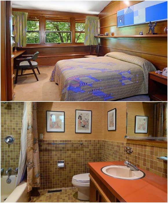 Интерьер одной из спальных комнат Socrates Zaferiou House, из которой есть доступ к ванной (Бловельт, США).