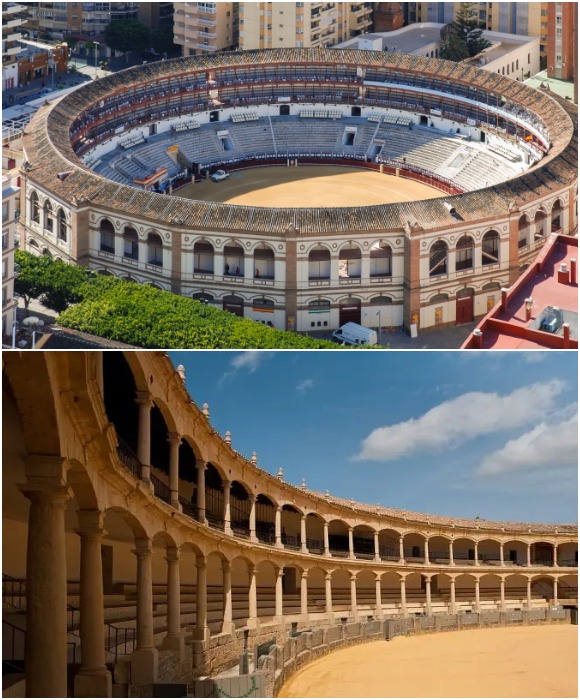 В Ронде находится одна из самых старых и крупных арен для проведения корриды Plaza del Toros (Андалусия, Испания).