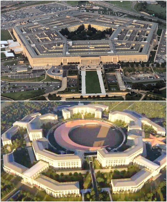 Несмотря на то, что форма новой штаб-квартиры силовых ведомств Турции напоминает американский Пентагон, она будет значительно больше (концепт Ay Yildiz).