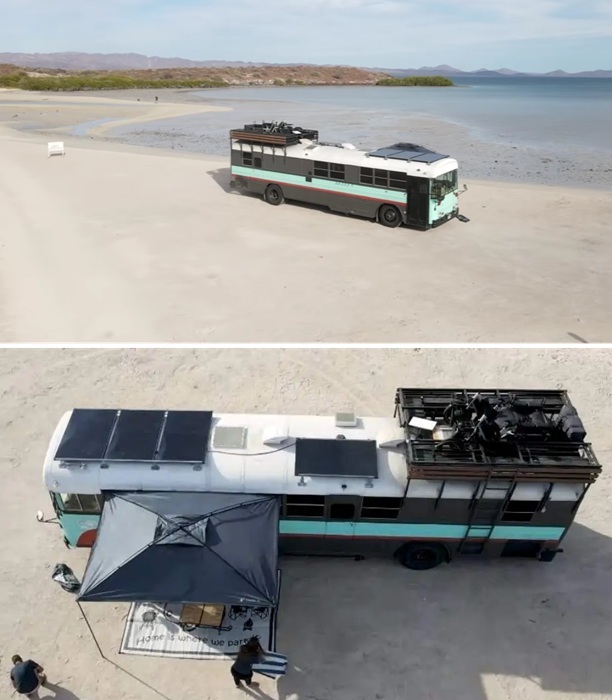 На крыше установили террасу и солнечные панели.