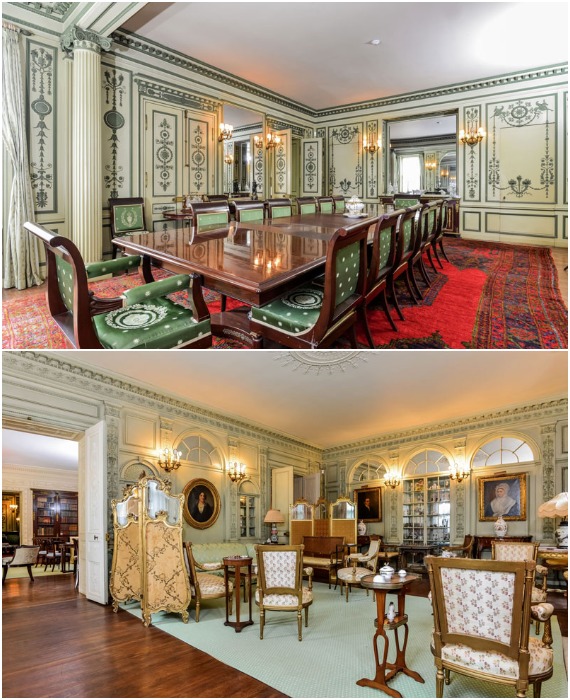 Величественные залы столовой и гостиной вдохновлены убранством Версаля (Вилла Гарольда Брауна, Род-Айленд).