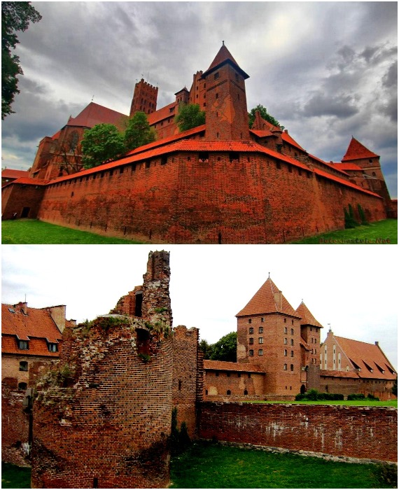 Средневековый город-крепость Мальброк состоит из трех уровней замковых комплексов (Польша).