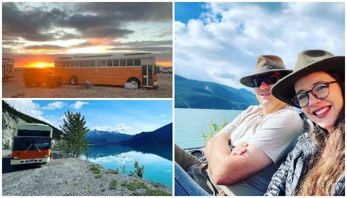 Джош и Эмили со своим ярко-оранжевым автобусом мечтают объехать все Штаты (Aurora the Adventure Bus, США).