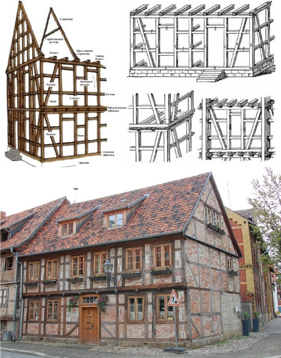 Основой для строительства фахверкового дома всегда являлись деревянные балки.