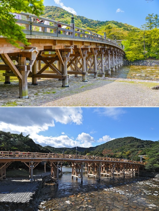 100-метровый мост Удзи приведет в Верхнему Святилищу Исэ (Япония).