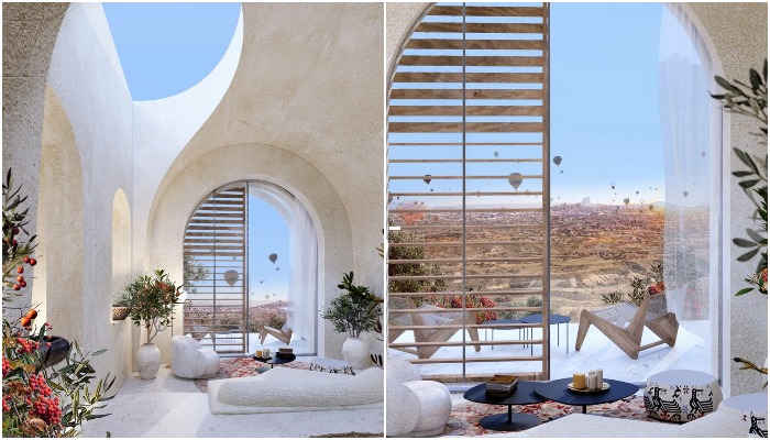 Апартаменты, расположенные в пристроенных структурах, имеют выход на отдельную террасу (концепт GAD Cappadocia Hotel & Spa).