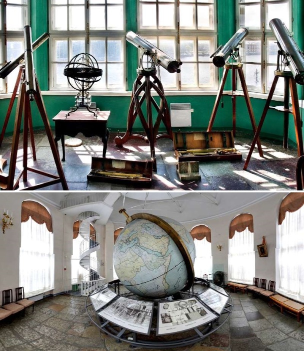 Старинные астрономические приборы, и уникальнейший Готторпский глобус, правда, в более позднем исполнении (Кунсткамера, Санкт-Петербург). 