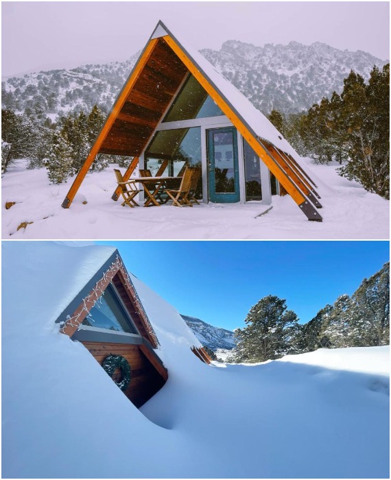 А-образная крыша помогает избавиться от давления большого количества снега.
