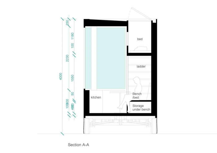 Планировка модульного домика, который может стать дачей или отельным номером (Raus Cabin, Германия). | Фото: sigurdlarsen.com.