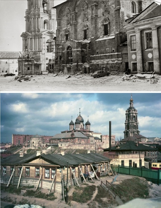 Такой вид имели строения монастыря к середине прошлого века (Новоспасский мужской монастырь, Москва).