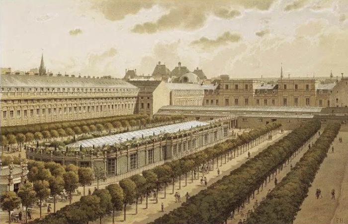 Так выглядел парк в XIX веке, когда был открыт для публики (Palais Royal, Париж). | Фото: inplacescityguide.com.