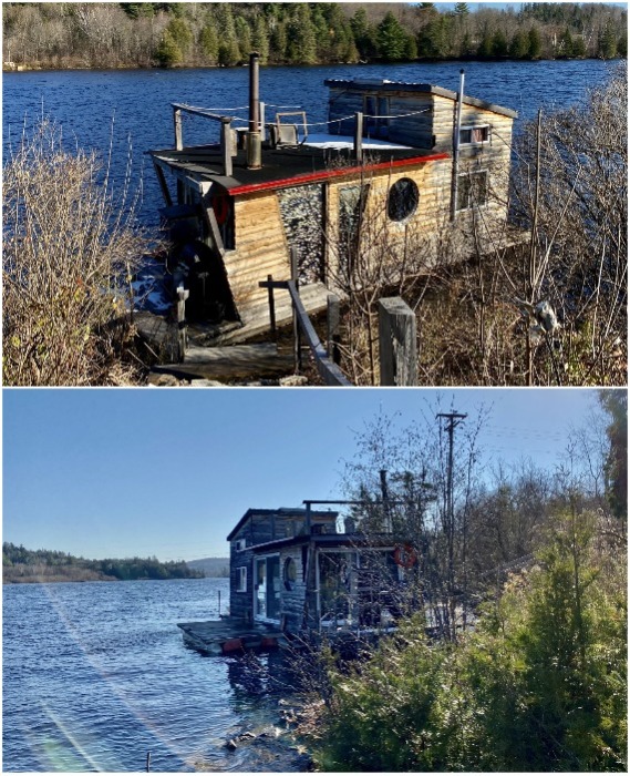 Плавучий крошечный домик River Den на канадской реке Гатино всегда ждет гостей.