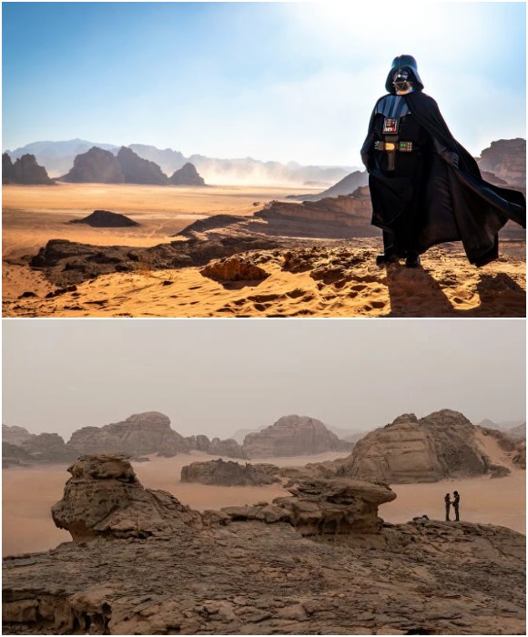 Сцены из фильмов «Лоуренс Аравийский» и «Дюна» (Wadi Rum, Иордания).