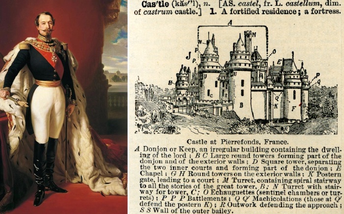 Наполеон III стал инициатором восстановления средневекового замка The Château de Pierrefonds, который решил превратить в императорскую резиденцию для развлечений и охоты.