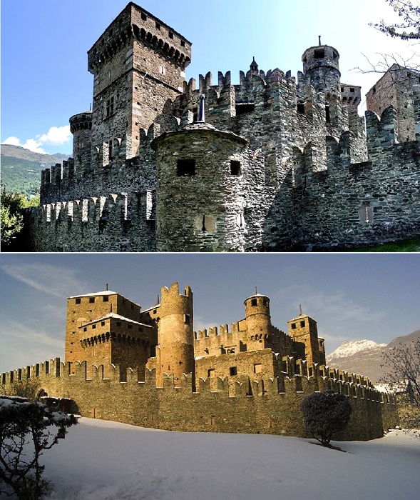 Эти неприступные стены ни разу не штурмовали, да и сам замок Фенис никогда не был захвачен (Аоста, Италия).