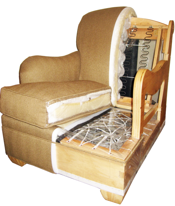 Прежде чем приступать к перетяжке старого кресла надо тщательно изучить его строение. | Фото: obivka-mebeli.by.