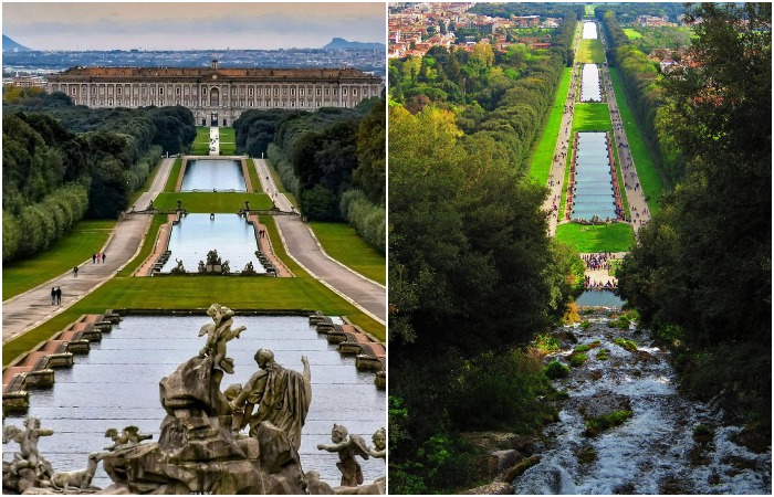 Садово-парковая зона занимает 120 гектар (Palazzo Reale di Caserta, Италия).