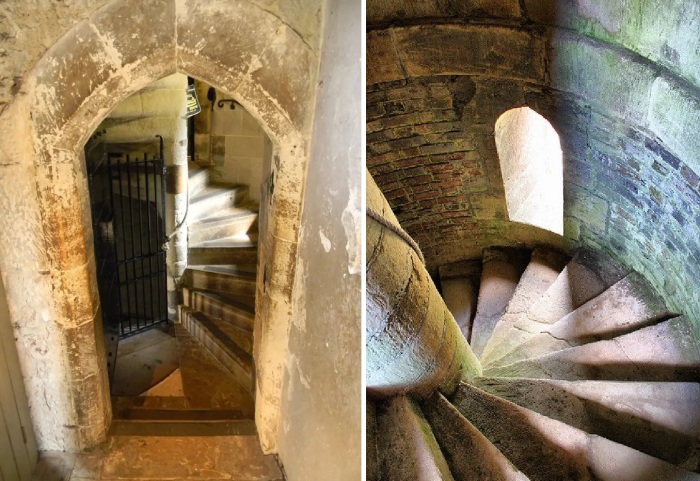 Внутри башни имеется лишь винтовая лестница, которая и приведет на крышу, где обустроена смотровая площадка (King Alfred's Tower, Великобритания).