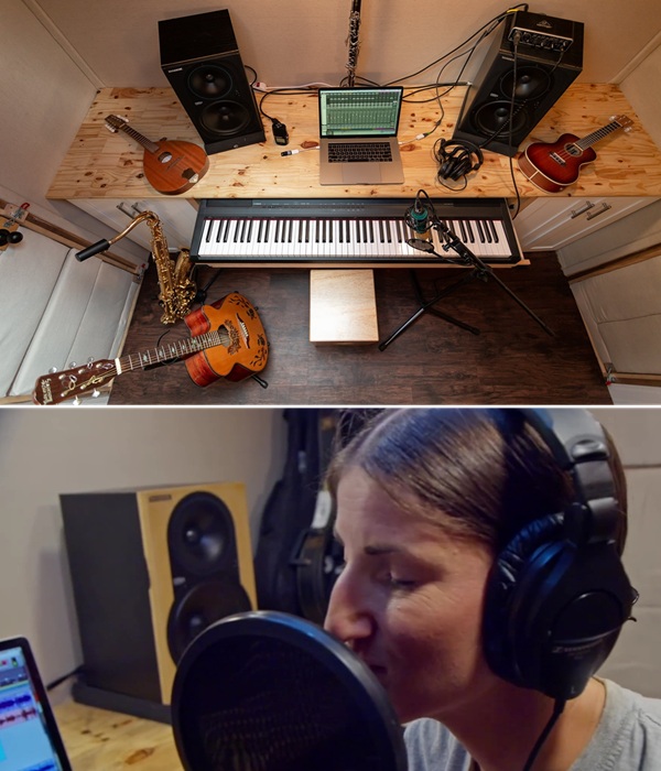 Студия звукозаписи в преображенном автобусе.