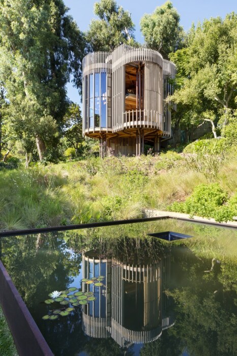 Домик, похожий на дерево, стал оригинальным местом уединенного отдыха на территории загородного имения (Treehouse Paarman, Кейптаун).