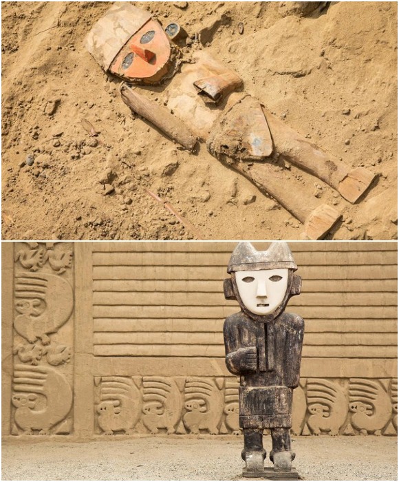 Глиняные скульптуры воинов по обнаруженным образцам были восстановлены современниками (Chan Chan, Перу).