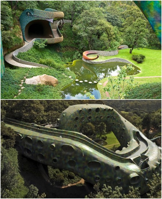 При проектировании загородной резиденции Хавьер Сеносиан ориентировался на каноны органической архитектуры (The Quetzalcoatl Nest, Мексика). 