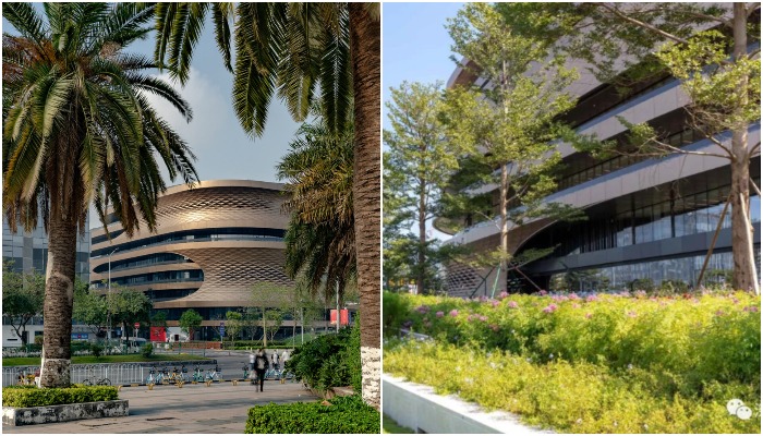 Новая штаб-квартира окружена обильной зеленью (Infinitus Plaza, Гуанчжоу). 