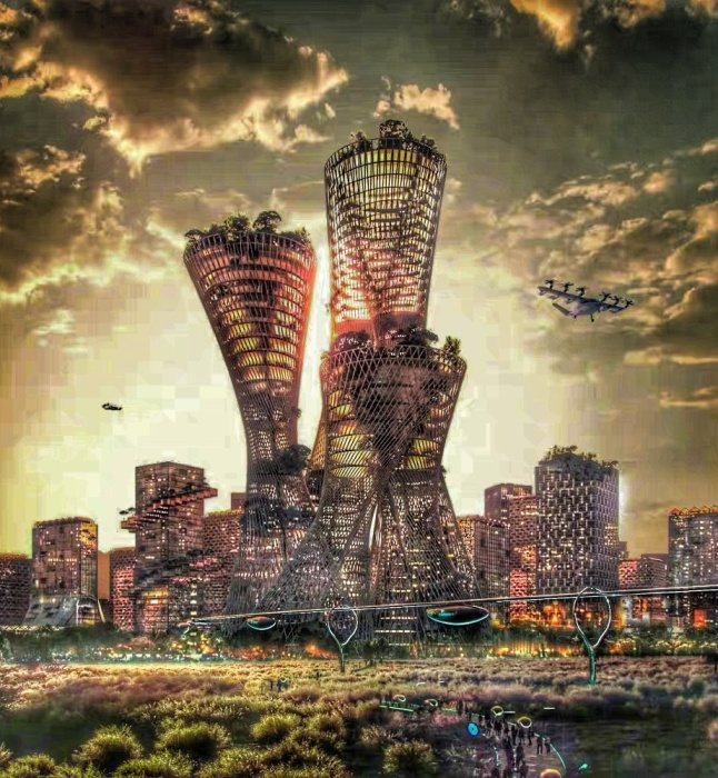 Главным украшением горизонта инновационного города станет архитектурный комплекс Equitism Tower (концепт Telosa). | Фото: mahanagartimes.com.