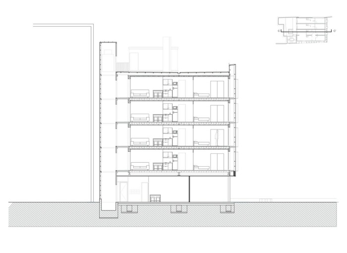 План-чертеж распределения жилого пространства в контейнерном доме (проект APROP, Барселона). | Фото: spanjevandaag.com.