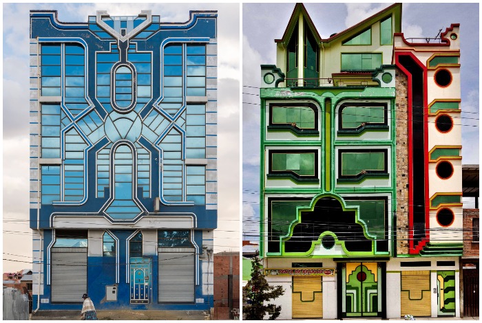 Сюрреалистичные образы на фасадах многоэтажных зданий (Эль-Альто, Боливия).