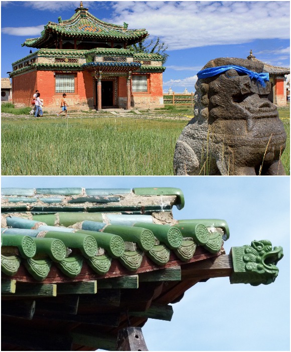Храмовый комплекс был построен по всем канонам монгольской и китайской культовой архитектуры (Erdene Zuu Hyid, Монголия).