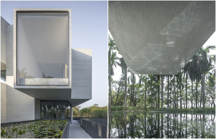 «Парящие» бетонные объемы.