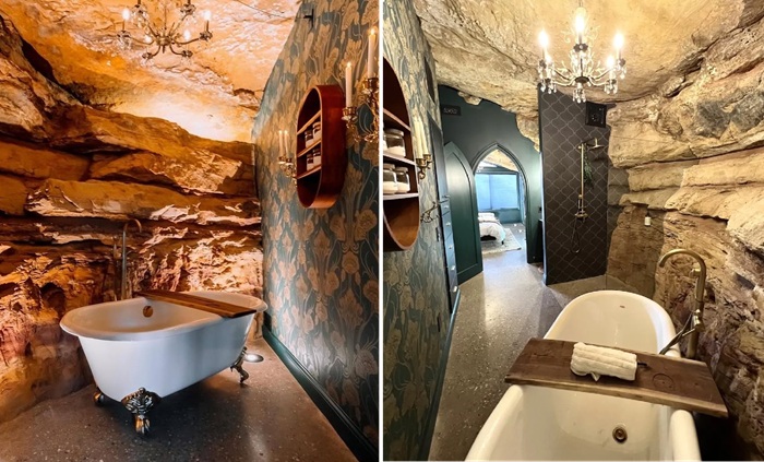 Интерьер одной из ванных комнат Dunlap Hollow Cave. Интерьер одной из ванных комнат Dunlap Hollow Cave.