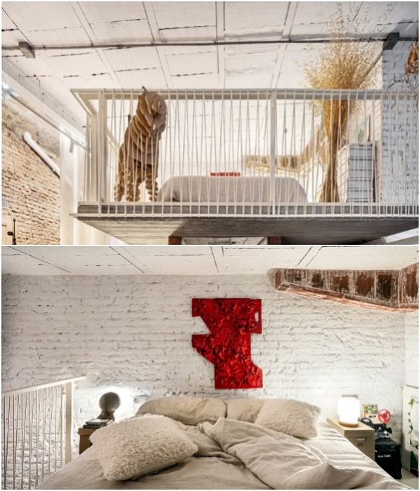 На мезонине обустроили уединенную спальню (LoVt3 Apartment, Барселона).