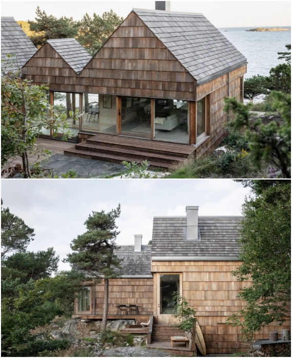 Архитекторы спроектировали Saltviga House так, чтобы он гармонировал с живописным лесным массивом и скалистым морским побережьем (Норвегия).