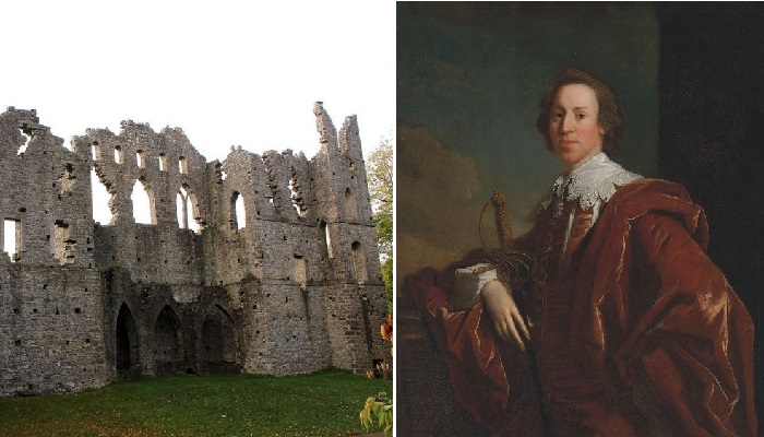 Граф Роберт Рочфорт и радующий его «архитектурный каприз» в виде развалин средневекового замка (Belvedere House, Ирландия).