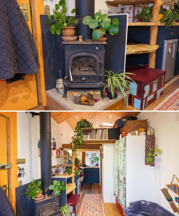 В гостиной установлена дровяная печь. В гостиной установлена дровяная печь.