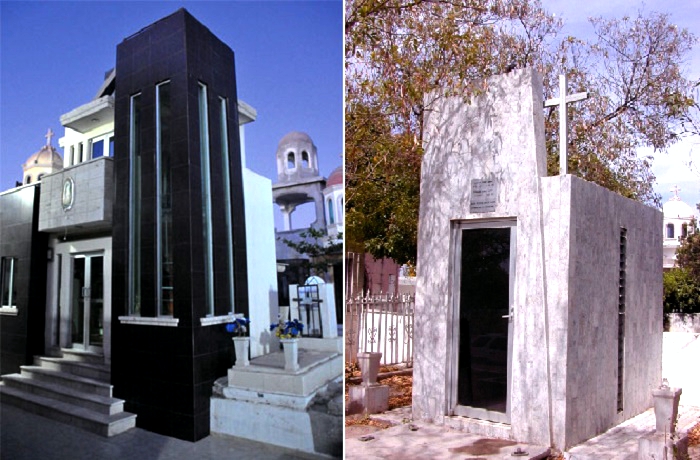 Скромные склепы для простых бойцов наркокартеля, на строительство которых уходило не меньше 25 тыс. долларов (Jardines del Humaya Cemetery, Кулиакан).