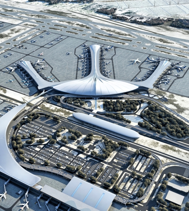 Новый терминал позволит увеличить пассажиропоток на 22 миллиона человек в год (концепт Changchun's Longjia International Airport). | Фото: archdaily.com.