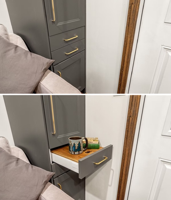 Даже выдвижной ящик может превратиться в журнальный столик (The Spruce).