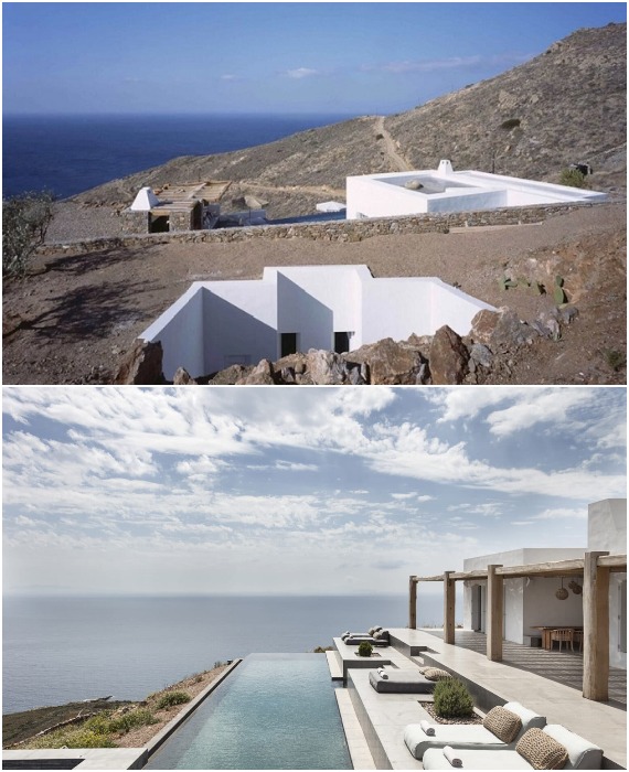 Стильный средиземноморский дом на греческом острове Сирос с умопомрачительными видами на Эгейское море (Syros Summer House, Греция).