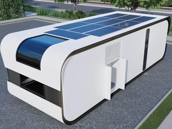 Модульный дом может существовать автономно благодаря солнечным панелям и системе рекуперации воды (Cube X2). | Фото: nestron.house.