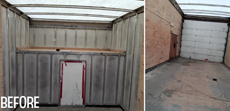 Внутри грузового фургона до преобразований. Внутри грузового фургона до преобразований.