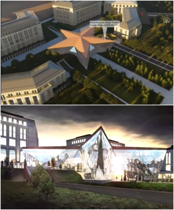 Корпус в виде звезды выступает в роли входного вестибюля и выставочного пространства (концепт Ay Yildiz).