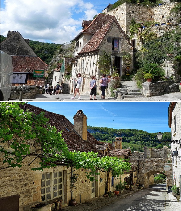 Колоритные средневековые улочки нижнего уровня приведут на главную площадь города (Rocamadour, Франция).
