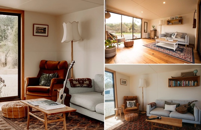 В пристройке оборудовали гостиную (The Bus Hideaway).