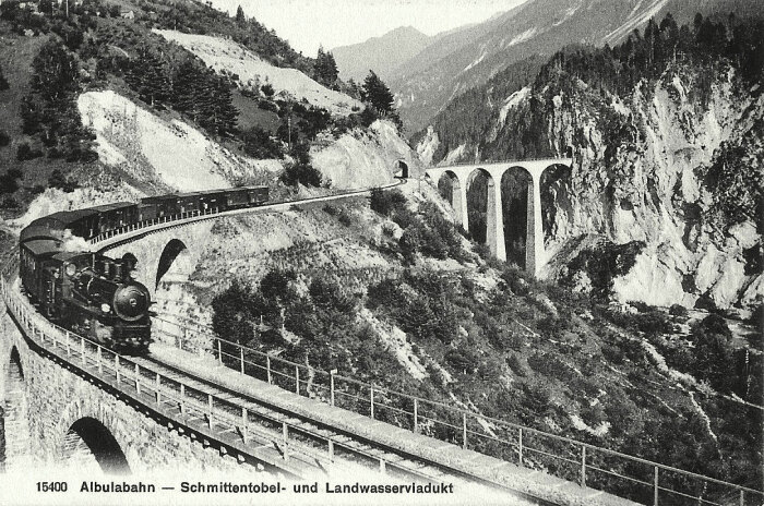 Понадобилось всего 13 месяцев, чтобы виадук Ландвассер стал еще одним связующим звеном в железнодорожной сети кантона Граубюнден. | Фото: classichistory.ne.