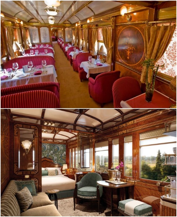 Восхищенные путешественники могли наслаждаться незабываемой поездкой в лучшем отеле на колесах (The Orient Express).