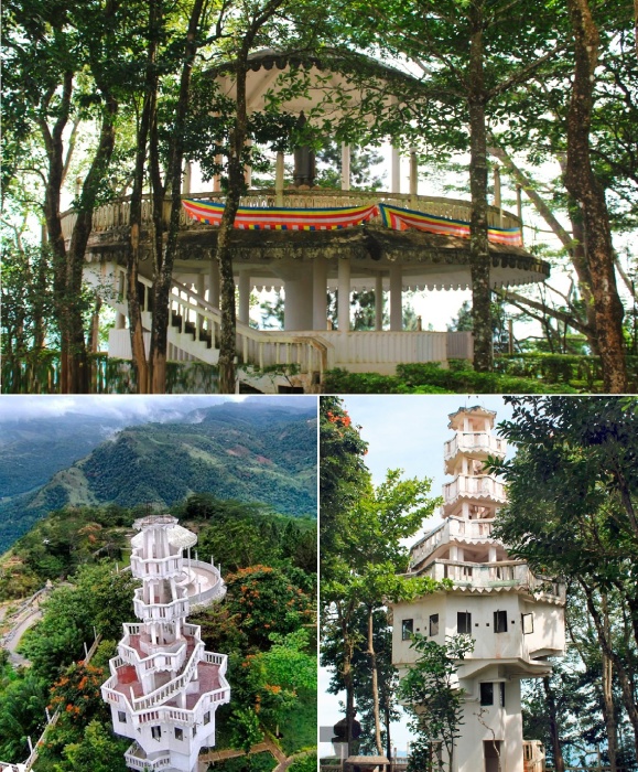 Для привлечения туристов в Лесном заповеднике Амбулувава ICC построили две смотровые площадки, куда могут подняться все желающие без ограничений (Ambuluwawa Temple, Шри-Ланка).